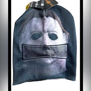 NWT Halloween Michael Myers Hot Topic Beanie Hat Rolldown Mask Cap Winter Unisex